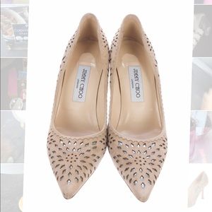 Jimmy Choo Beige Heels with Silver Accents